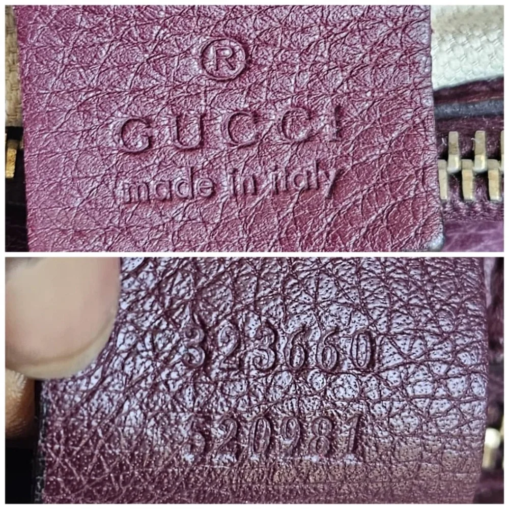 Authentic Gucci Bamboo Shopper Leather Satchel Bag Burgundy
